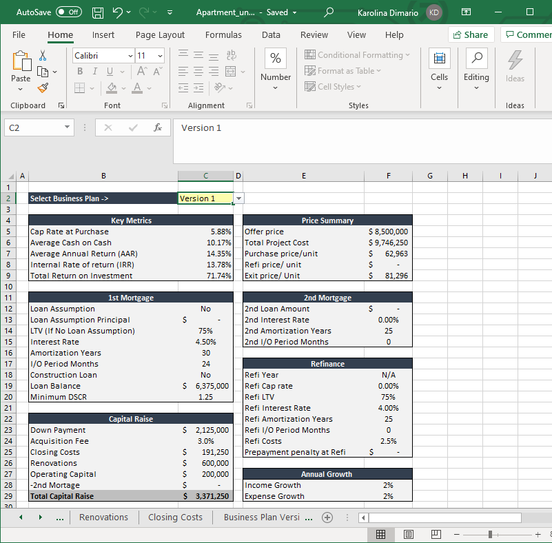 Multifamily Investment Apartment Analyzer Spreadsheet The Apartment Queen